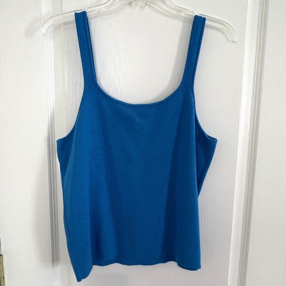 Halogen V-Neck Sweater Tank Top Organic Cotton Blend Turquoise Blue Size XL NEW - Picture 5 of 7